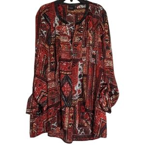 Rafaella‎ Multicolor Red and Black Tunic Size XL
